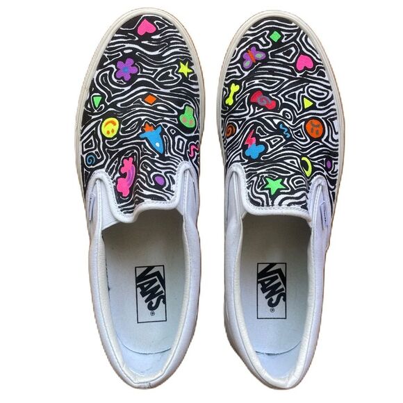 Custom Hand Painted Vans Sneakers–One-of-a-Kind Art Shoes (Men 10.5Women 12)